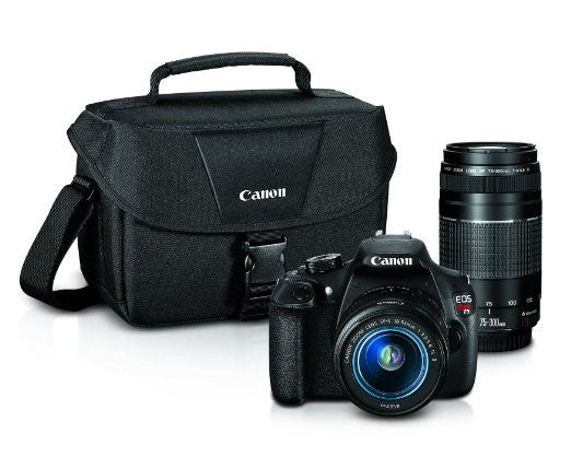 Canon EOS Rebel T5 Digital SLR Camera with EF-S 18-55mm IS II + EF 75-300mm f/4-5.6 III Bundle